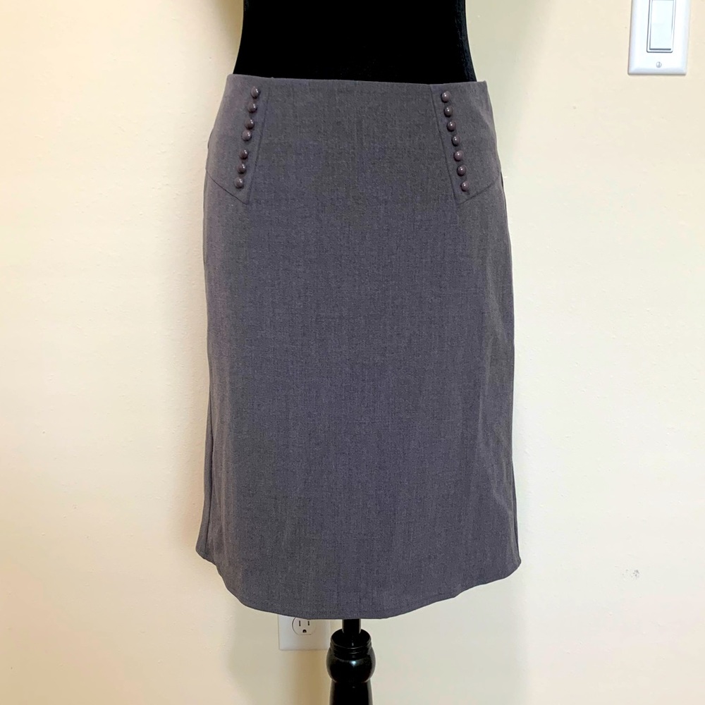 AGB Petite Gray Button Skirt